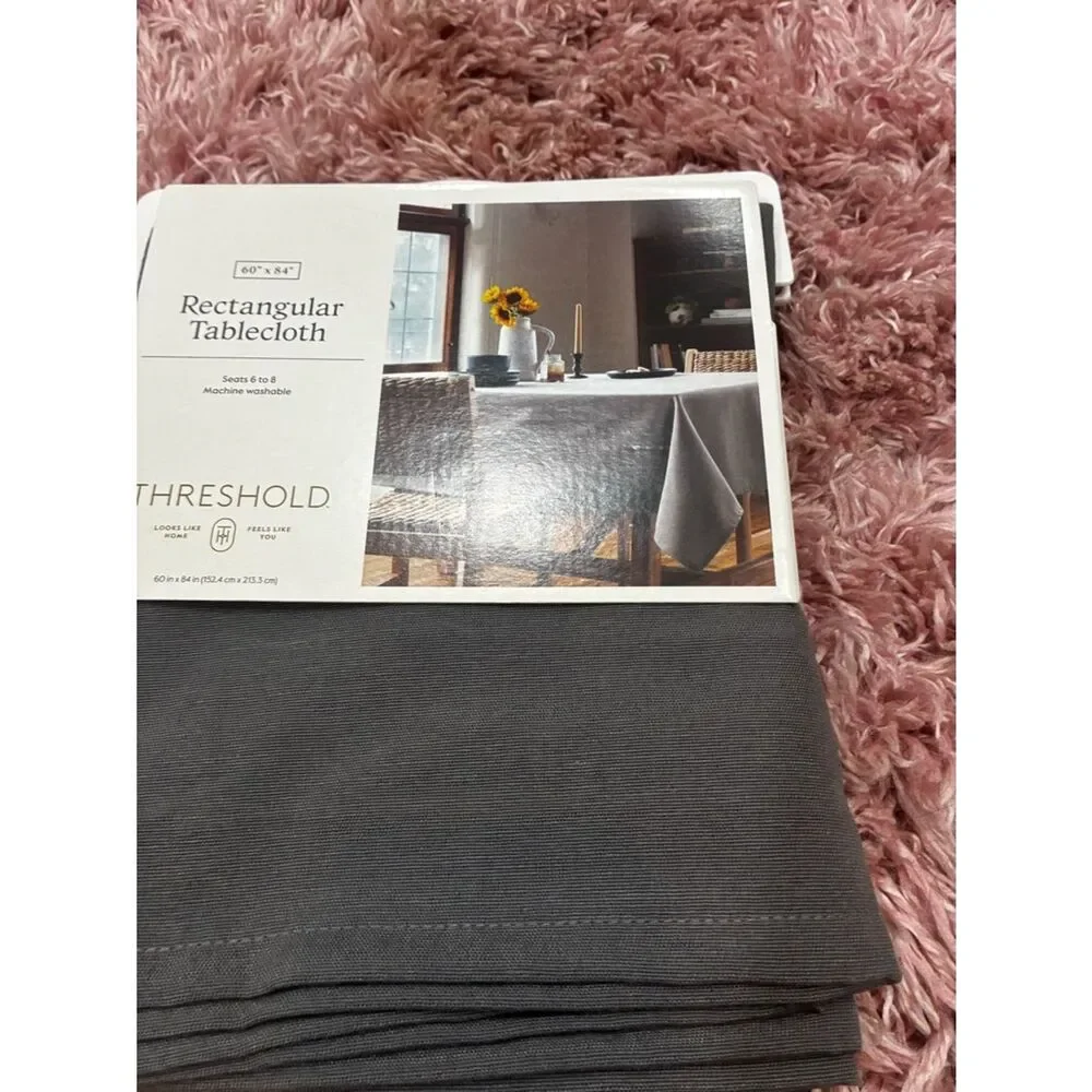 Threshold Charcoal Gray Solid Tablecloth - Rectangular Dining Cover